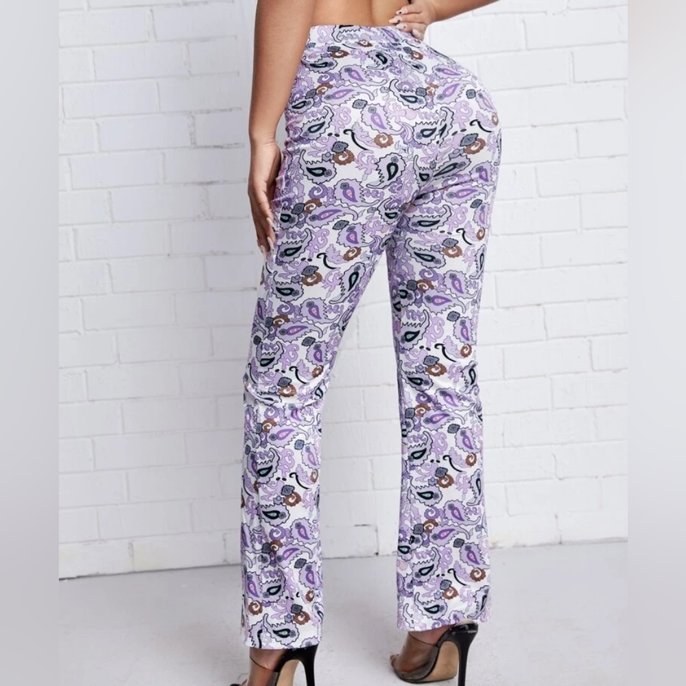 Boho Paisley Flare Leg Pants - Picture 3 of 8